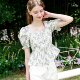 Zklin French floral pinch-waist lotus hem hem slimming