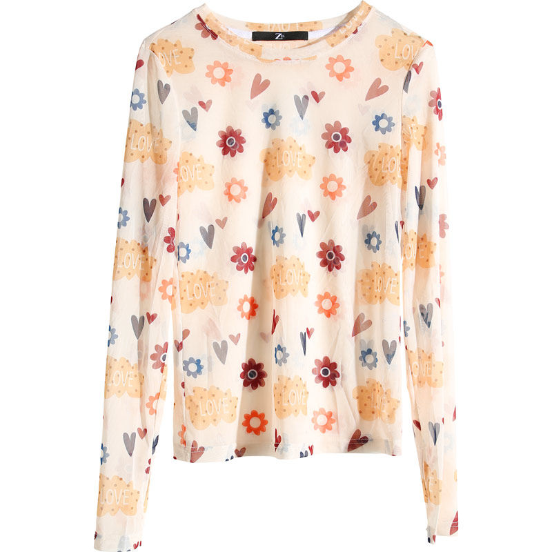 zk女神仙气网纱衣长袖t恤打底衫 zkT恤