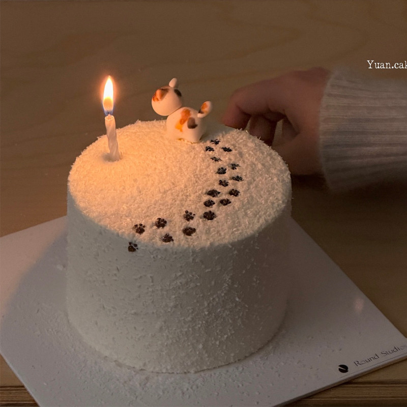 冬季氛围感圣诞节踩雪小动物小猫小狗摆件螺纹蜡烛蛋糕装饰糖粉,淘宝优惠券,粉丝福利购,淘宝优惠卷