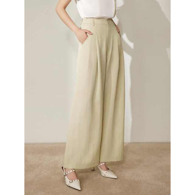 BBLLUUEE pink blue wardrobe 2026 summer new style Lyocell versatile casual straight pants for women
