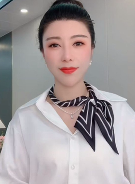 黑白条纹丝巾小长条女春夏2025新款细窄百搭搭配衬衫领巾围巾
