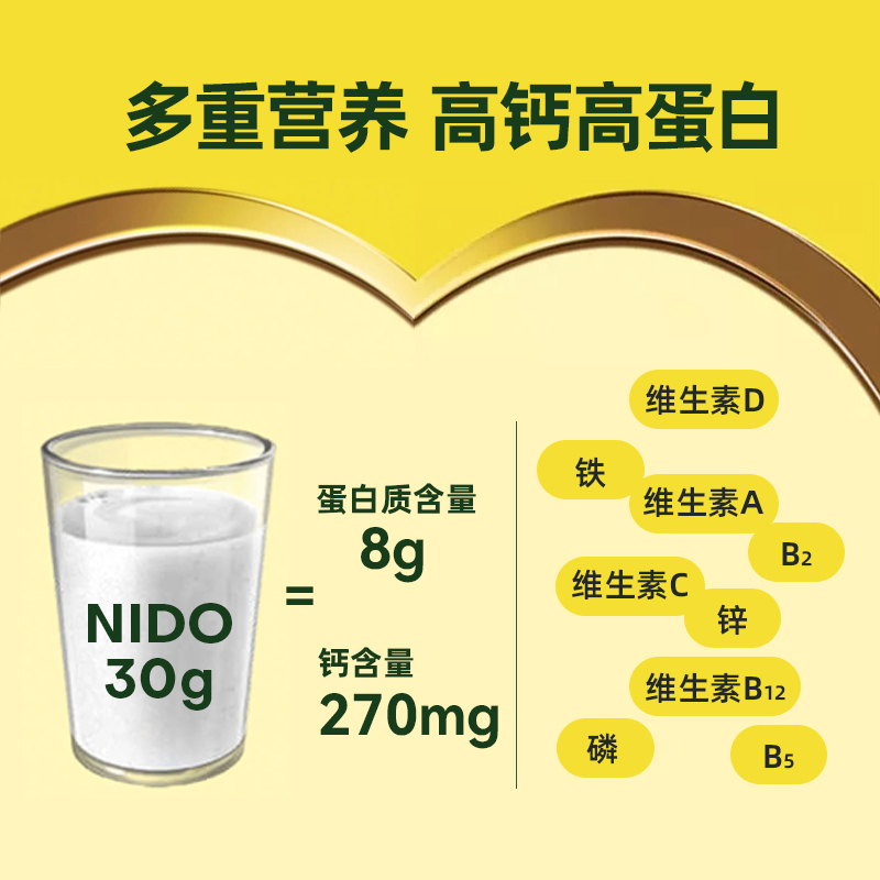 美国直邮 Nestle雀巢Nido1岁+儿童宝宝成人全脂高钙蛋白奶粉2.2kg-图0