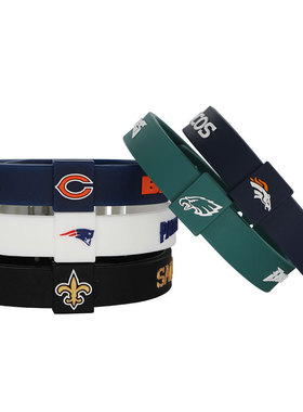 熊老鹰圣徒野马爱国者队橄榄球硅胶手环圈可调节运动金属搭扣腕带