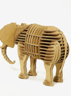 大象纸制工艺品手工DIY创意拼装动物亲子教育客厅书房摆件装饰品