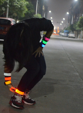 LED发光拍拍圈手臂环带运动夜跑骑行安全信号灯腕带娱乐助威道具