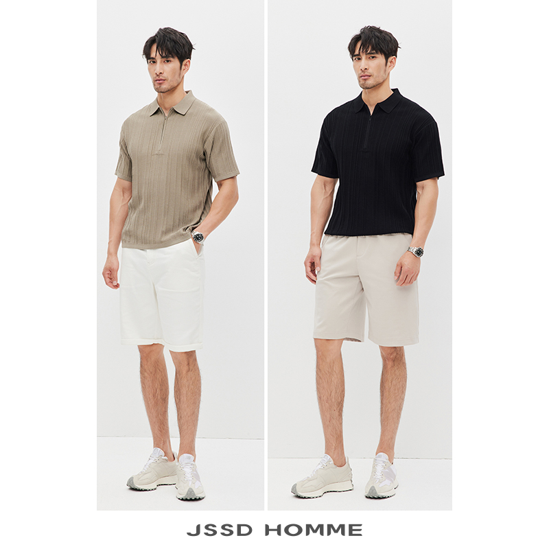 JSSD HOMME 短袖男款2024新款男士翻领短袖长绒棉T恤男夏季POLO衫