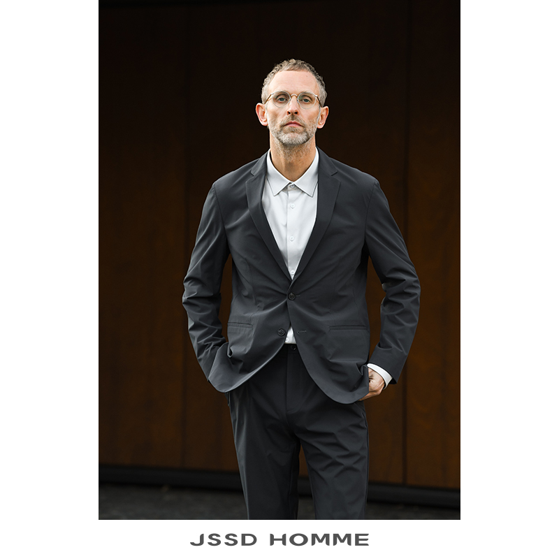 JSSD HOMME 2024春季新款男士免烫西服单西通勤平驳领西装外套男