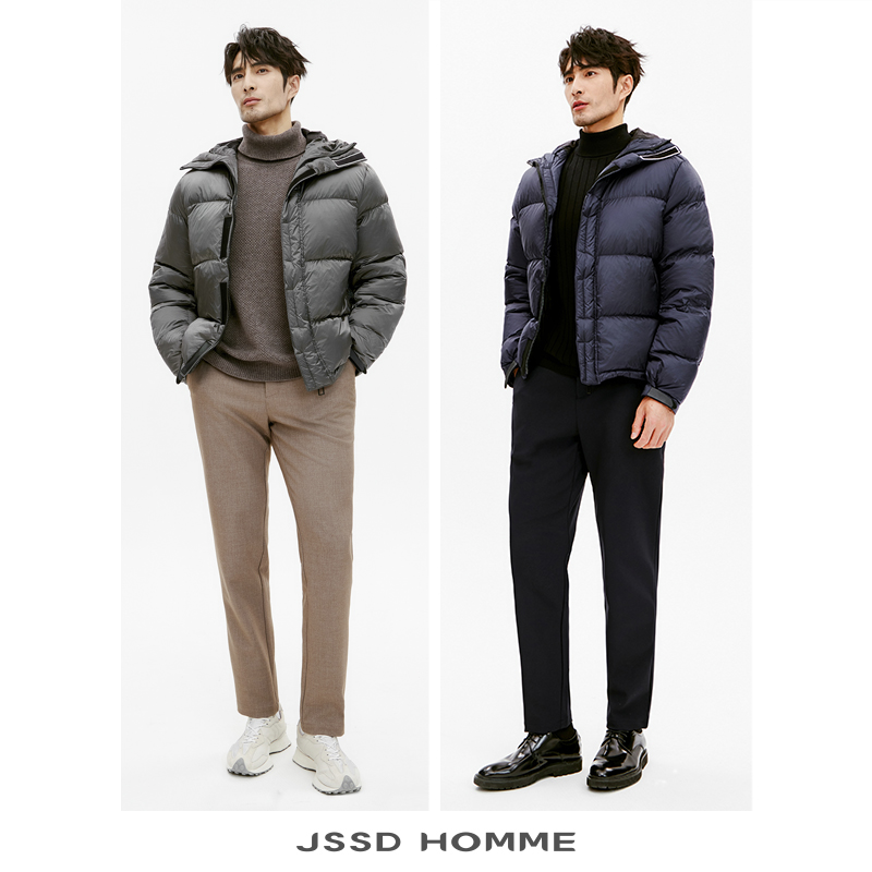 JSSD HOMME 篙档双色纱织哑光雾层男白鸭绒轻盈羽绒服外套 JDC028 - 图0