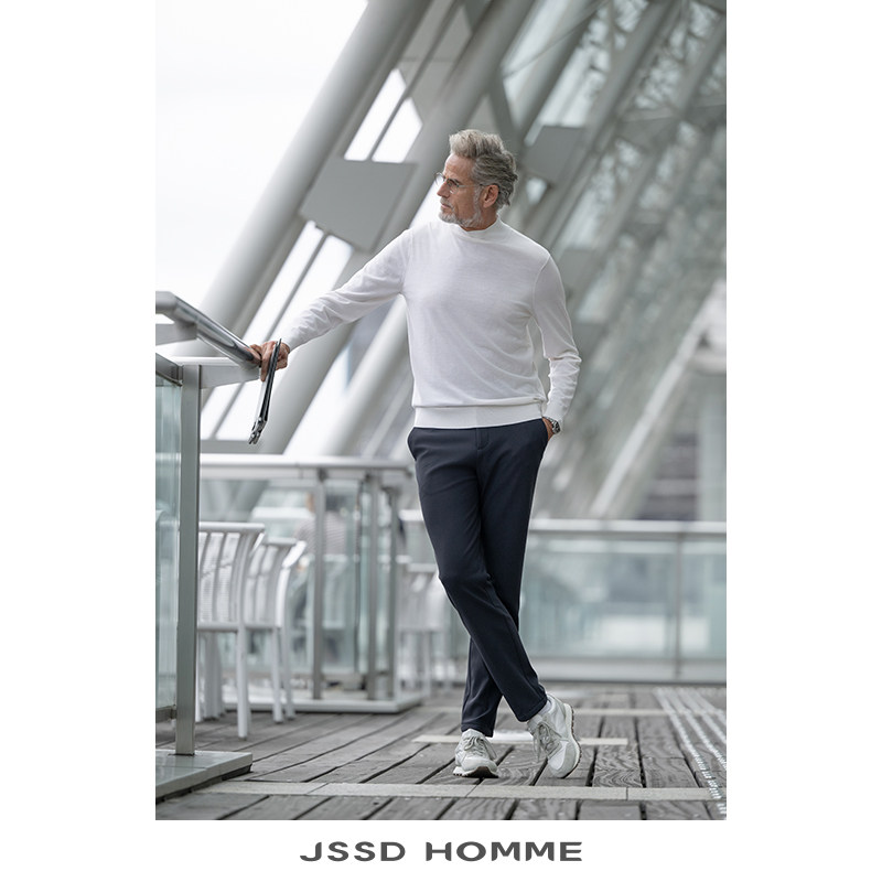 JSSD HOMME 男士羊毛衫秋冬新款圆领长袖针织衫纯羊毛半高领毛衣,淘宝优惠券,粉丝福利购,淘宝优惠卷