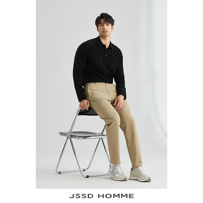 JSSD HOMME 春秋季长袖POLO衫男款针织衫商务翻领长袖男士打底衫