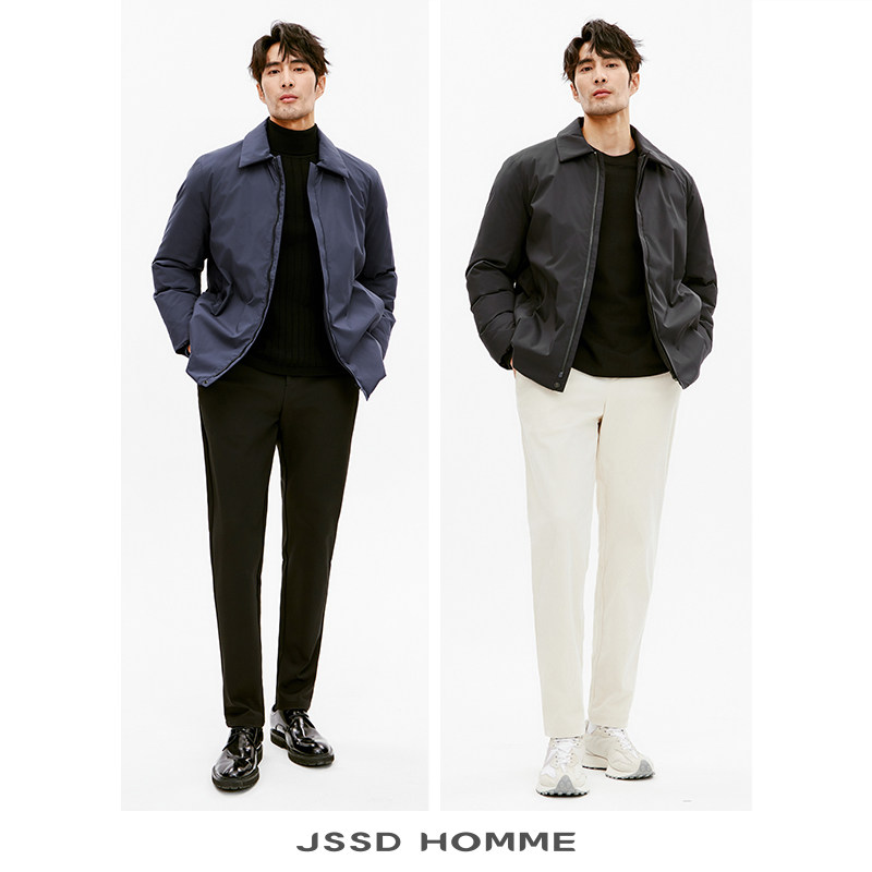 JSSD HOMME 日企面料白鹅绒男士羽绒服商务通勤翻领羽绒服男外套