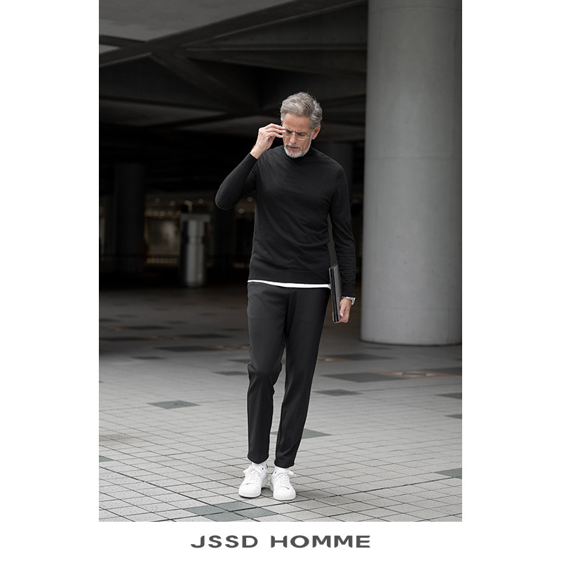 JSSD HOMME 男士羊毛衫秋冬新款圆领长袖针织衫纯羊毛半高领毛衣,淘宝优惠券,粉丝福利购,淘宝优惠卷