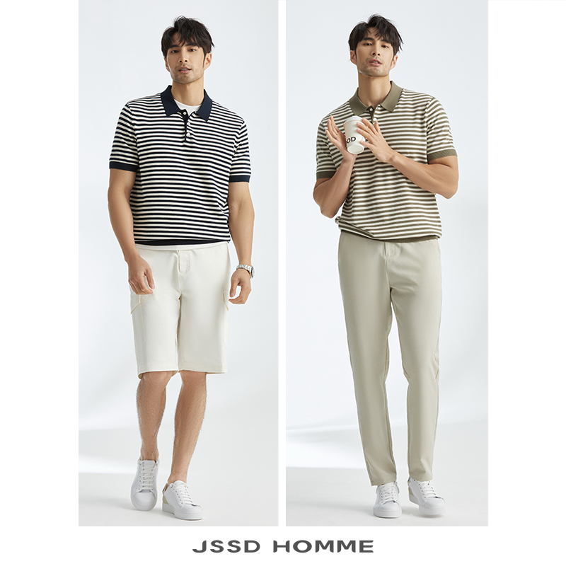 JSSD HOMME 新款夏季匹马棉2024男士POLO衫男款T恤翻领短袖针织衫 - 图0