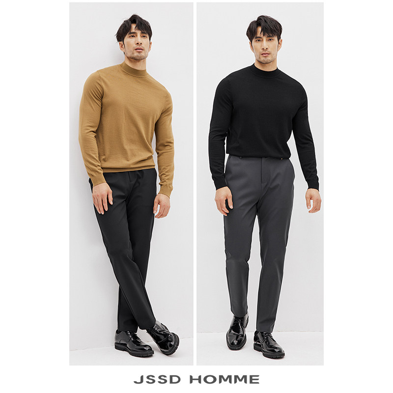JSSD HOMME 超细美丽诺羊毛衫男款商务休闲毛衣男士冬季针织衫男