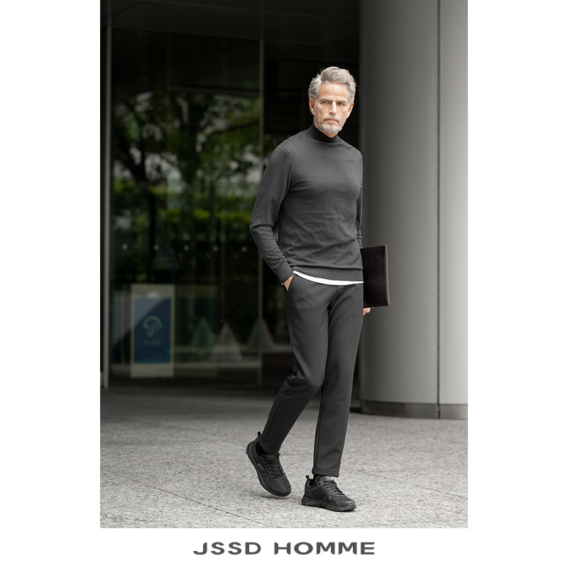 JSSD HOMME 男士羊毛衫秋冬新款圆领长袖针织衫纯羊毛半高领毛衣,淘宝优惠券,粉丝福利购,淘宝优惠卷