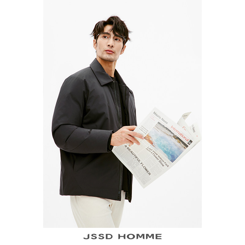 JSSD HOMME 日企面料白鹅绒男士羽绒服商务通勤翻领羽绒服男外套