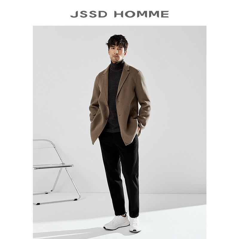 JSSD HOMME 冬季新款双面呢纯羊毛大衣男款中长款毛呢大衣外套男,淘宝优惠券,粉丝福利购,淘宝优惠卷