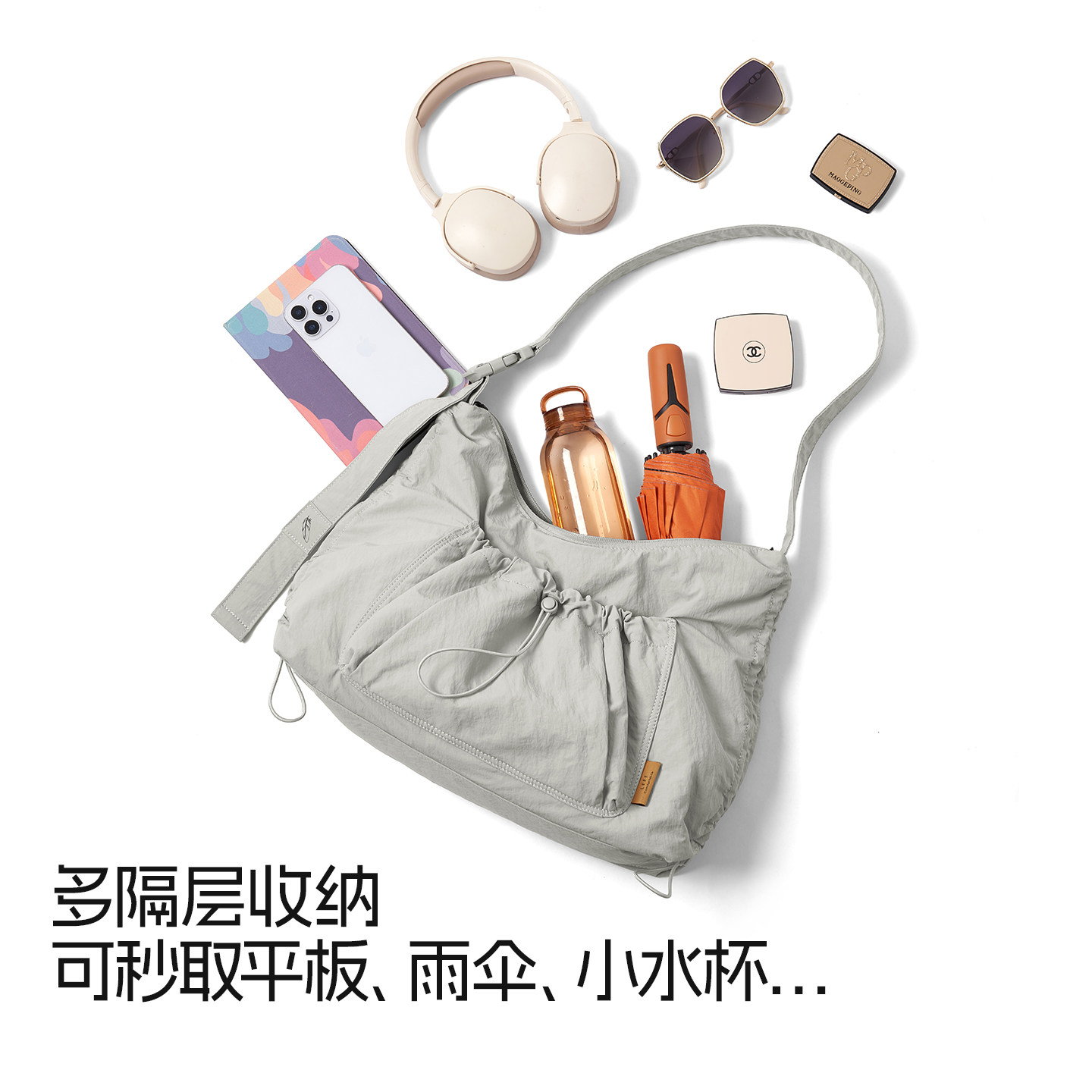 莱夫抽褶包2026新款斜挎包女休闲上班通勤单肩包轻便大容量帆布包,淘宝优惠券,粉丝福利购,淘宝优惠卷