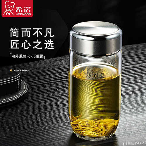 新款希诺单层玻璃杯大容量官方正品水杯男办公泡茶杯大肚鹅蛋杯子 - 图1