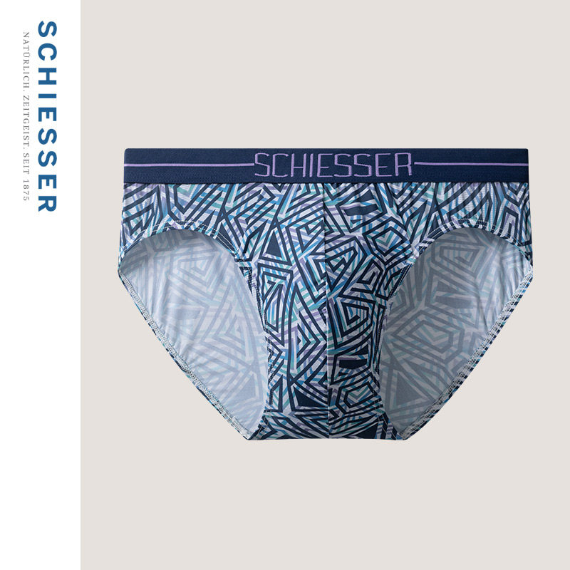 SCHIESSER舒雅25年新品男士锦纶冰丝印花透气大码中腰三角内裤,淘宝优惠券,粉丝福利购,淘宝优惠卷