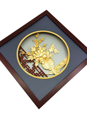 金箔牡丹画送领导同事退休礼物