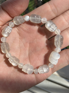 天然白月光石貔貅小熊手链