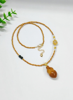 橄榄核竹节葫芦项链橄榄核橄榄核竹节珍珠翡翠