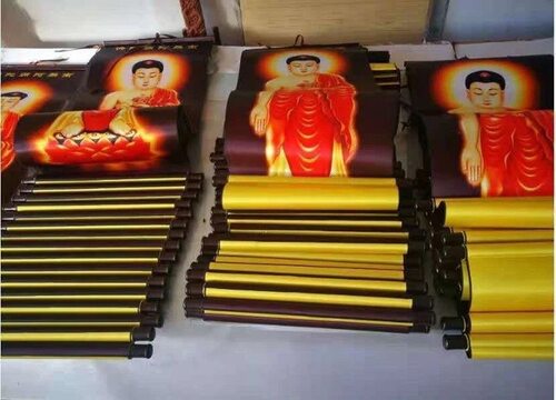 阿弥陀佛接引图佛堂用品 佛像挂像丝绸卷轴挂画西方三圣佛像 - 图3