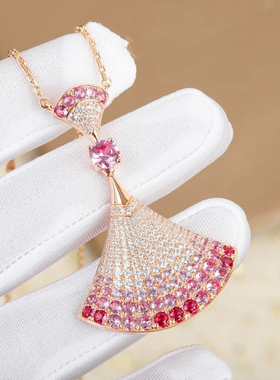 欧美刘亦菲同款大号渐变三色项链女锁骨链925纯银玫瑰金保色持久