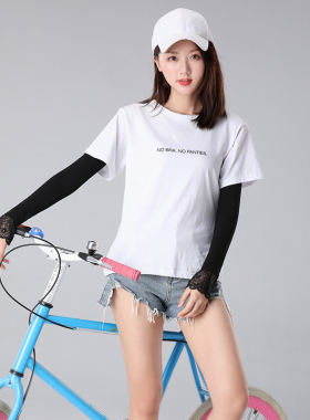 蕾丝纯棉半指加长骑车户外假袖子