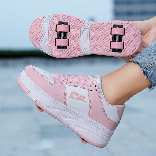 Heelys shoes for adults, double-wheeled invisible single-wheeled walking and sliding shoes for boys and girls, student pulleys