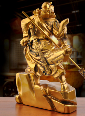 关羽财神镀铜家居供奉佛像大刀