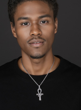 嘻哈荷鲁斯之眼安赫十字吊坠铜锆