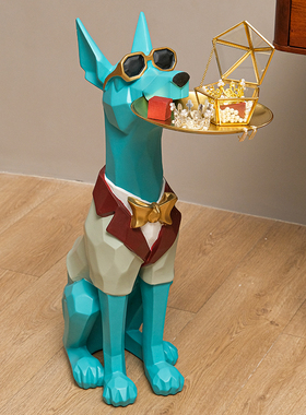 杜宾犬动物创意大摆件电视柜旁狗