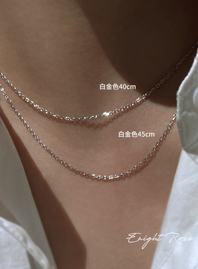 如意玫瑰/S925纯银十字链太角链项链链条锁骨链女素链裸链毛衣链