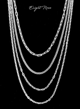 925纯银古巴项链嘻哈百搭素链