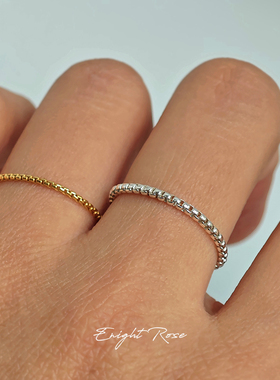 Enight Rose/纯银圆盒子蛇骨软戒S925银链条戒随形戒指气质尾戒女