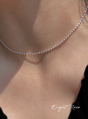 925纯银小米珠链简约素链项链