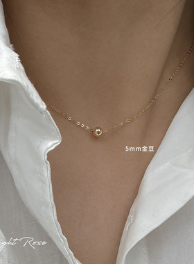 14k包金小金豆转运珠锁骨链