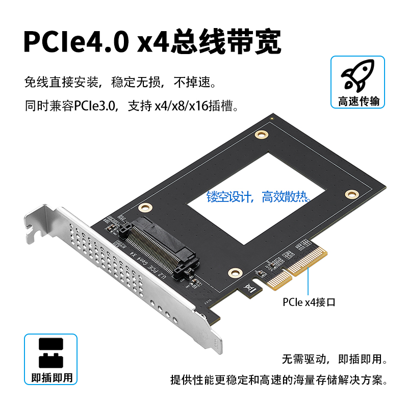 乐扩PCIE4.0转U.2真速度7000MB扩展卡U2转接卡NVME固态硬盘免接线-图2