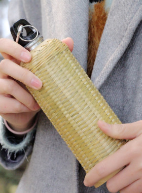 女士手工小口怀旧古典扣杯竹编
