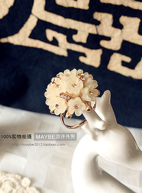 【亦许家】韩国饰品韩版时尚名媛气质小清新花朵镶钻淑女戒