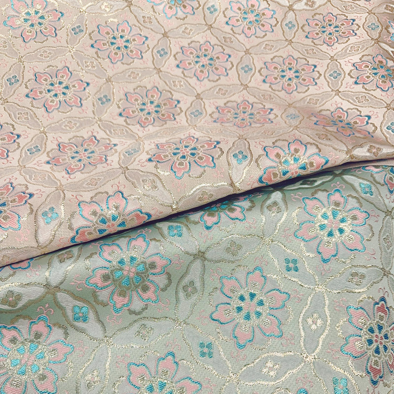 150cm敦煌宝相花国风织金上衣服仿宋锦布料织锦缎旗袍服装面料 - 图0