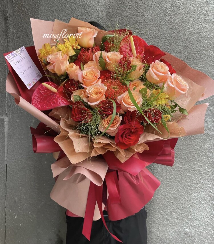 大气花束玫瑰绣球送男女领导礼物高档高端鲜花同城配送深圳上海