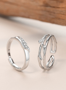 男女情侣纯银小众原创戒指