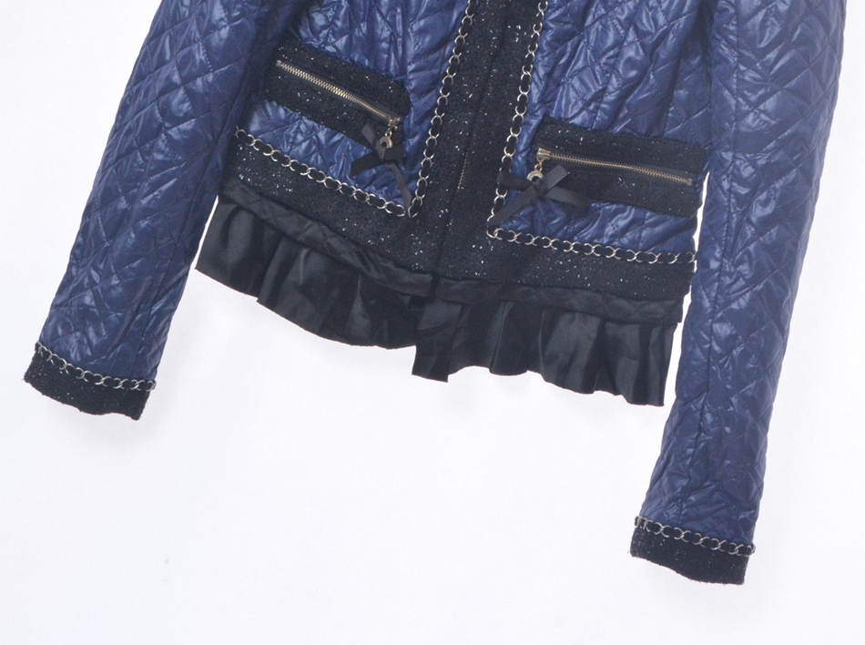 法式小香风气质高级感时尚链条边小众蓝色短外套秋冬显瘦小上衣-图1