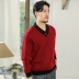 Mùa thu và mùa đông tải áo len cashmere nam dày cỡ lớn áo len áo thun V-cổ lỏng áo len dài tay ngắn - Cặp đôi áo len