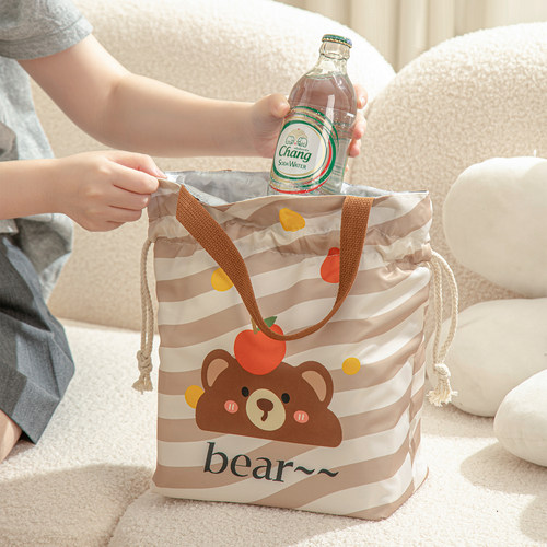 日式卡通抽绳卡通便当袋学生带饭便当包保温饭盒袋餐包袋子束口袋 - 图2