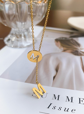 洗澡不用摘小众设计18km字母项链