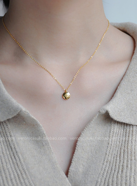 洗澡不用摘18k金色豆豆项链项链